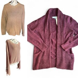 3 Fall Sweater Bundle - Verve Ami, Moon & Madison, AEO - Wine/Mauve/Brown - Med